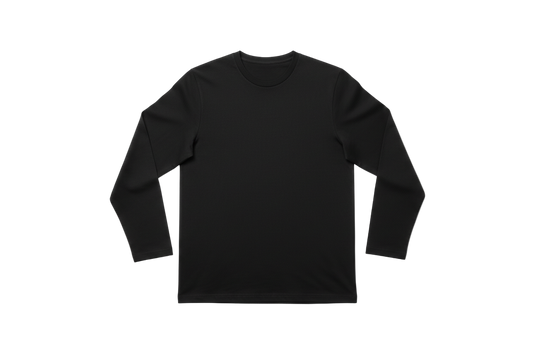 Black long sleeve, ironed, white background